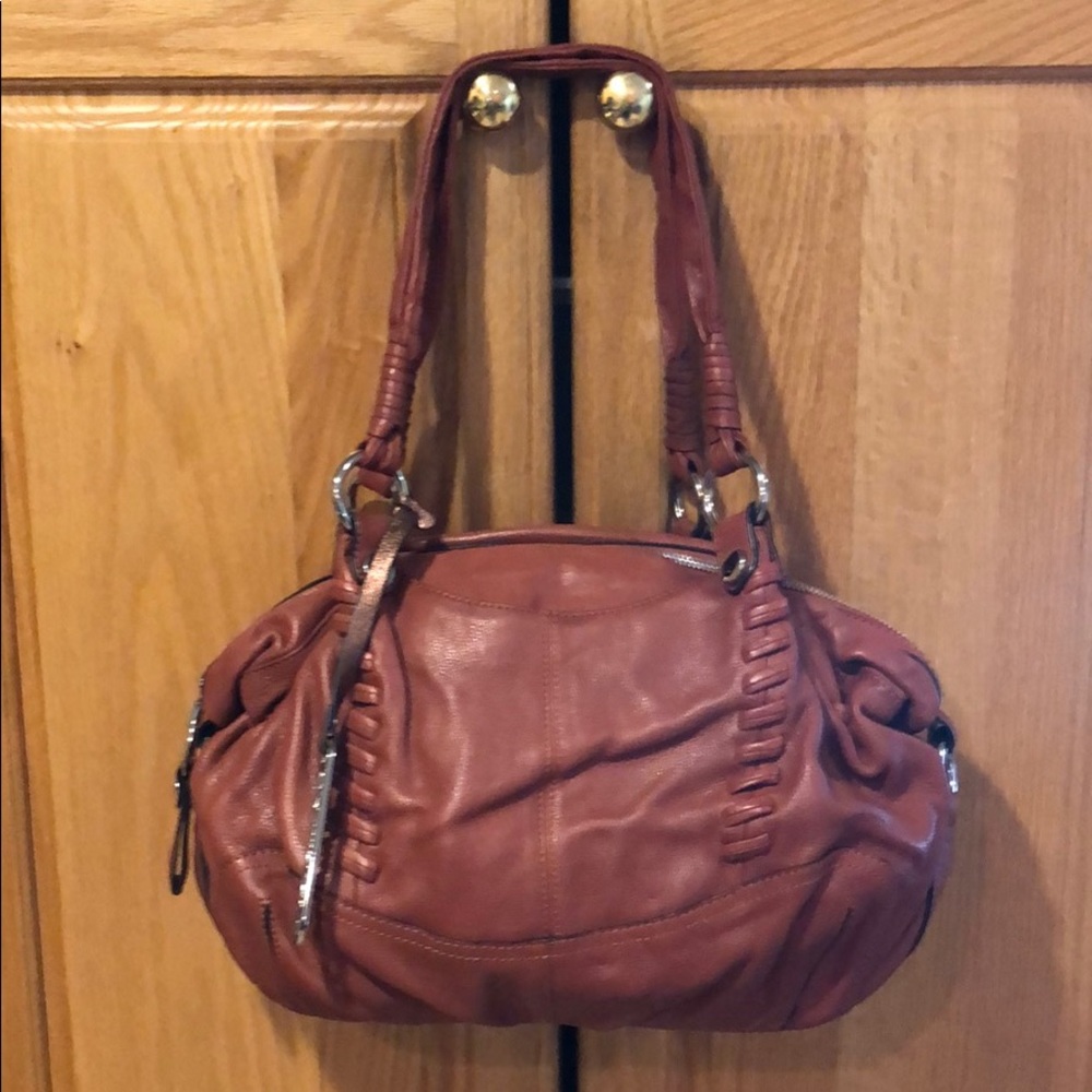 Terracotta medium leather satchel bag